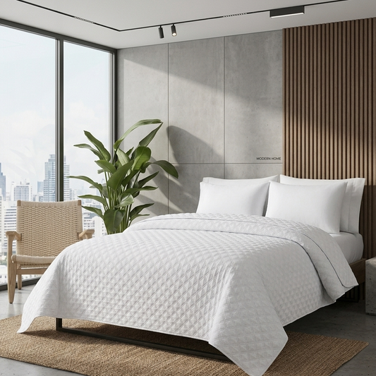 White  Ultrasonic Coverlet – Ultra-Soft & Lightweight Bedding