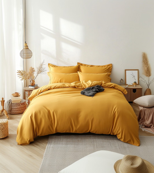 Royal Cotton Quilt Cover Set with Pillowcases | Mustard