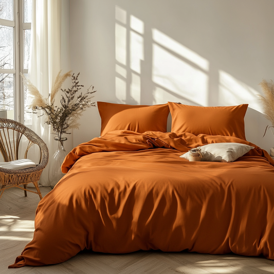 Royal Cotton Quilt Cover Set with Pillowcases | Rust