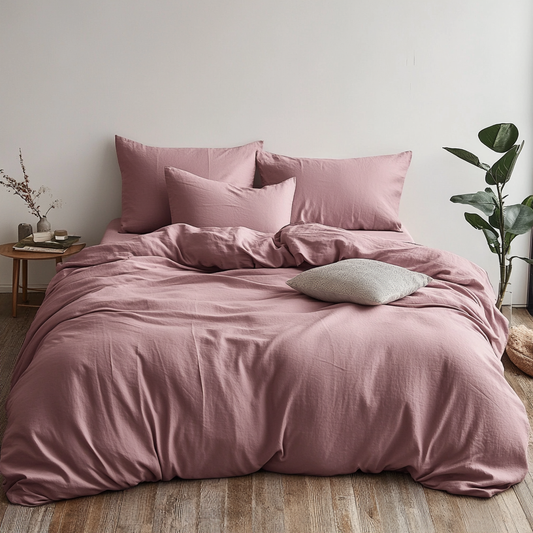 Royal Cotton Quilt Cover Set with Pillowcases | Dawn Pink