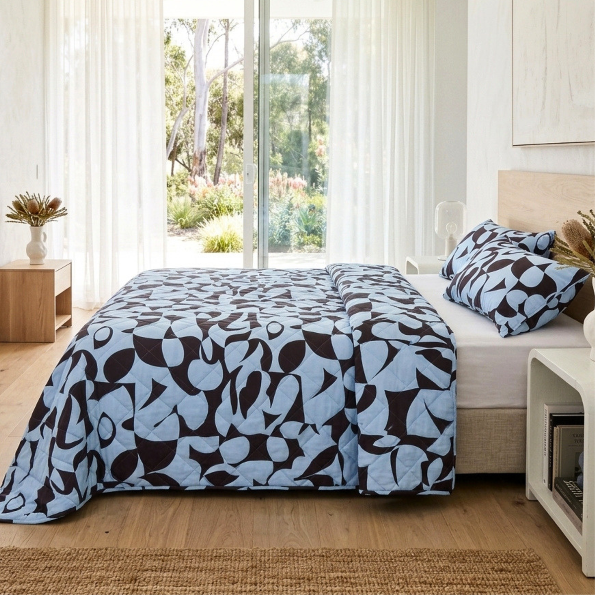 Scandi Aquafern Bedspread Set