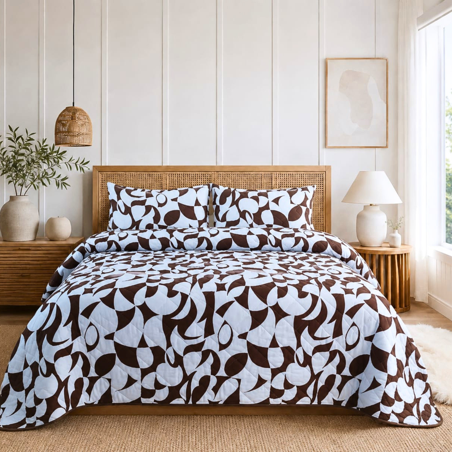 Scandi Aquafern Bedspread Set