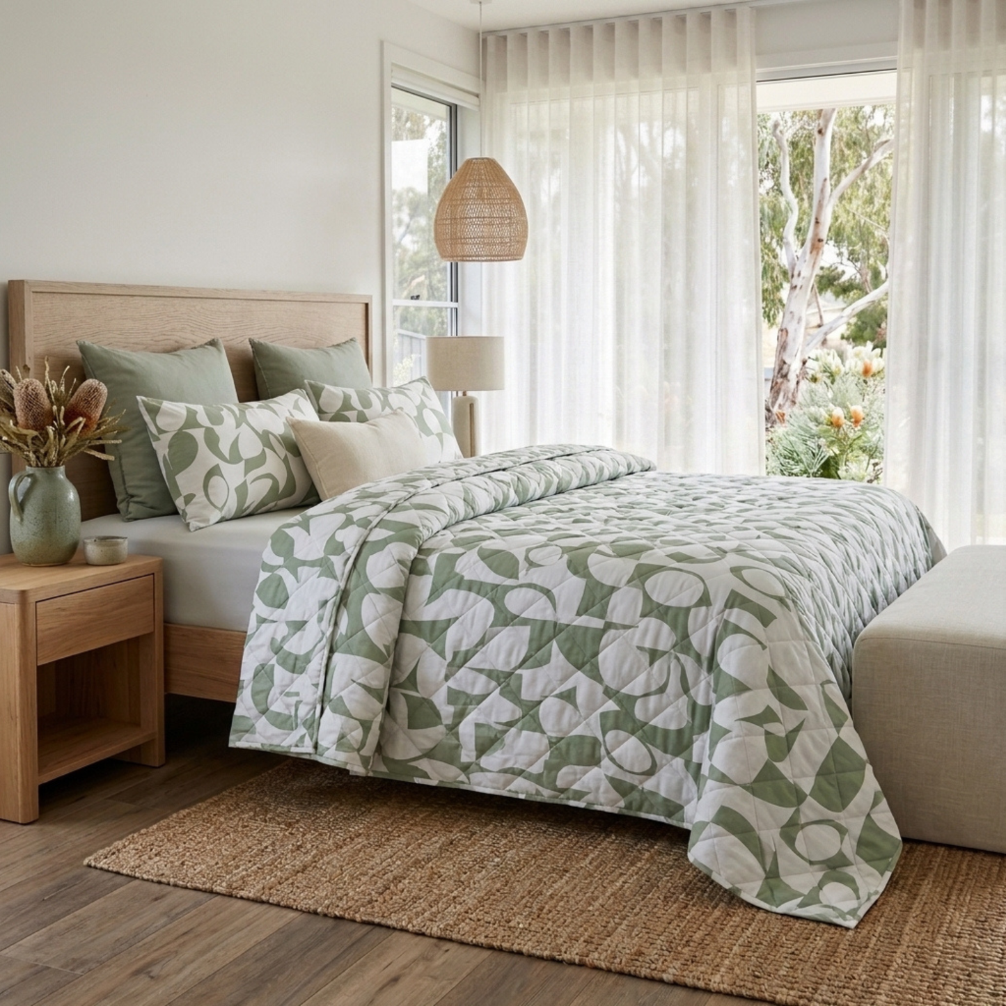 Scandi Sage Bedspread