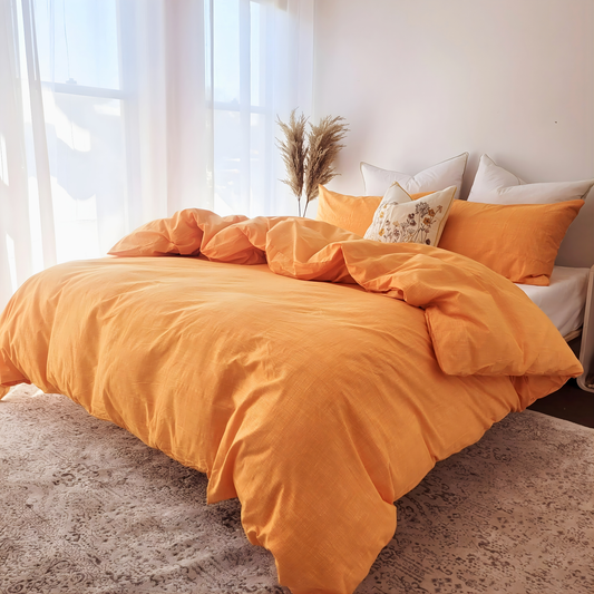 Yellow Textured Print Quilt Cover Set - Pure Cotton with Ornate Patterns