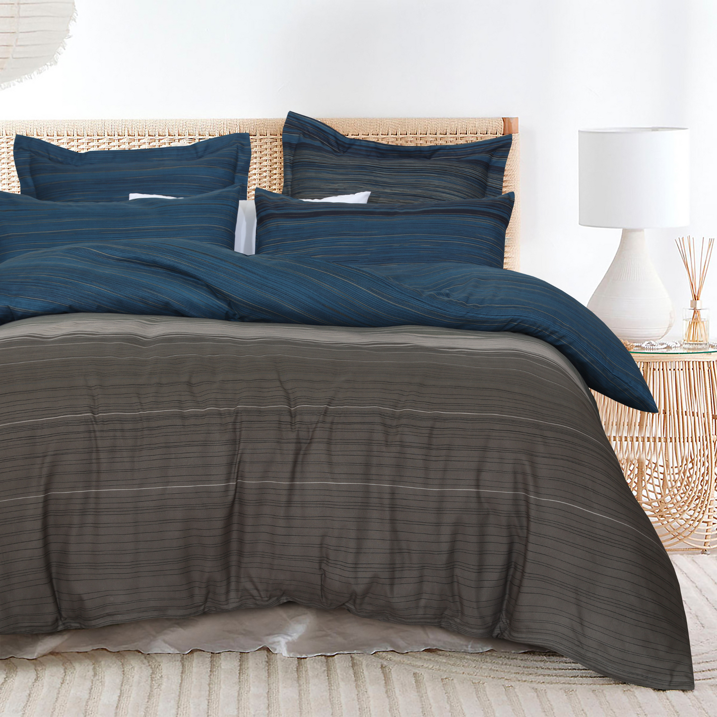 Blue Stripes Microfiber Quilt Cover – Ultra-Soft & Luxury  Bedding