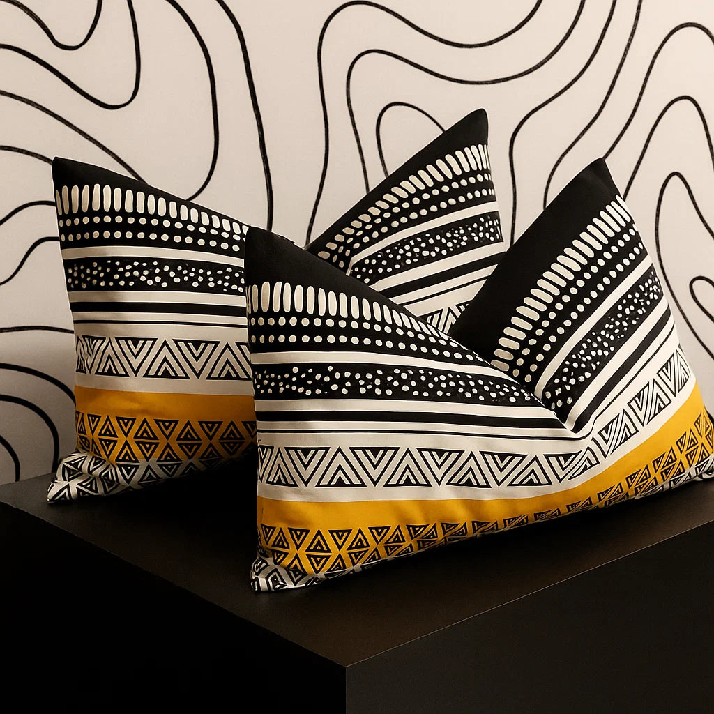 Black & Yellow Ember Pillowcases-Standard size|100% Cotton