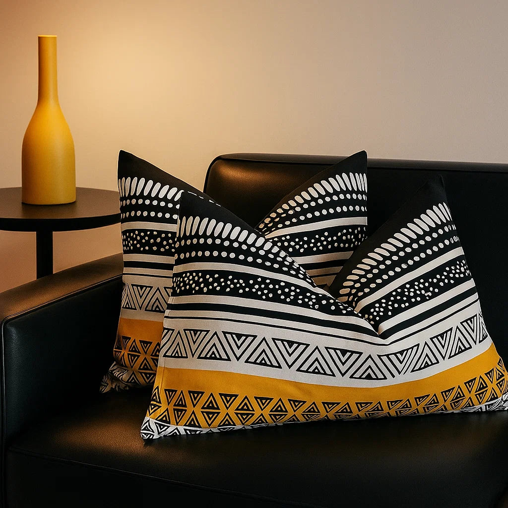 Black & Yellow Ember Pillowcases-Standard size|100% Cotton