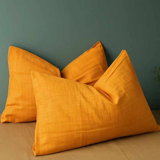 Yellow Textured Print Pillowcases-Standard size | 100% Cotton