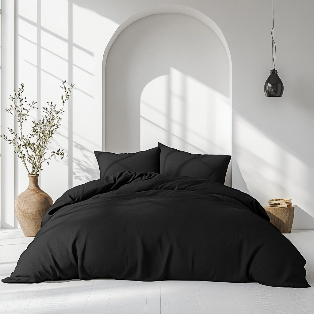 Black Quilt Cover Set - Hypoallergenic Bedding