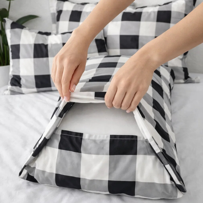 BLACK GRID Pillowcase Pair