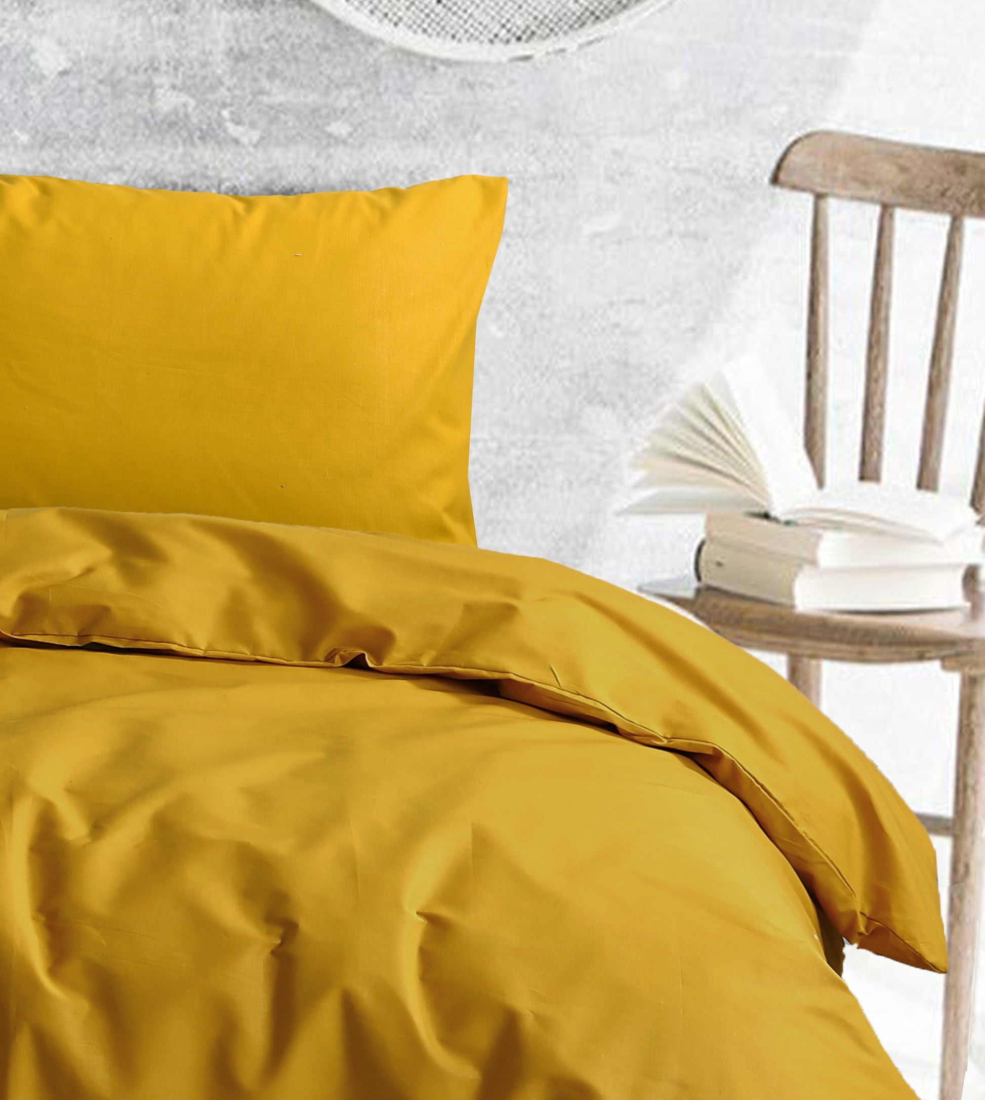 Duvet Cover with Extra Standard Pillow Covers pair | Royale Cotton Mustard