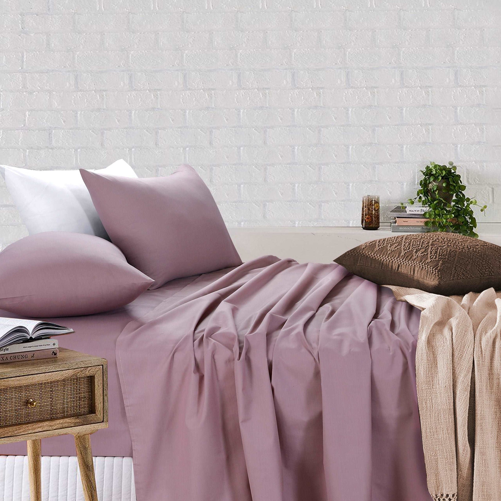 Dusky Pink Bedsheets Set- Flat And Fitted Sheets With Pillowcases
