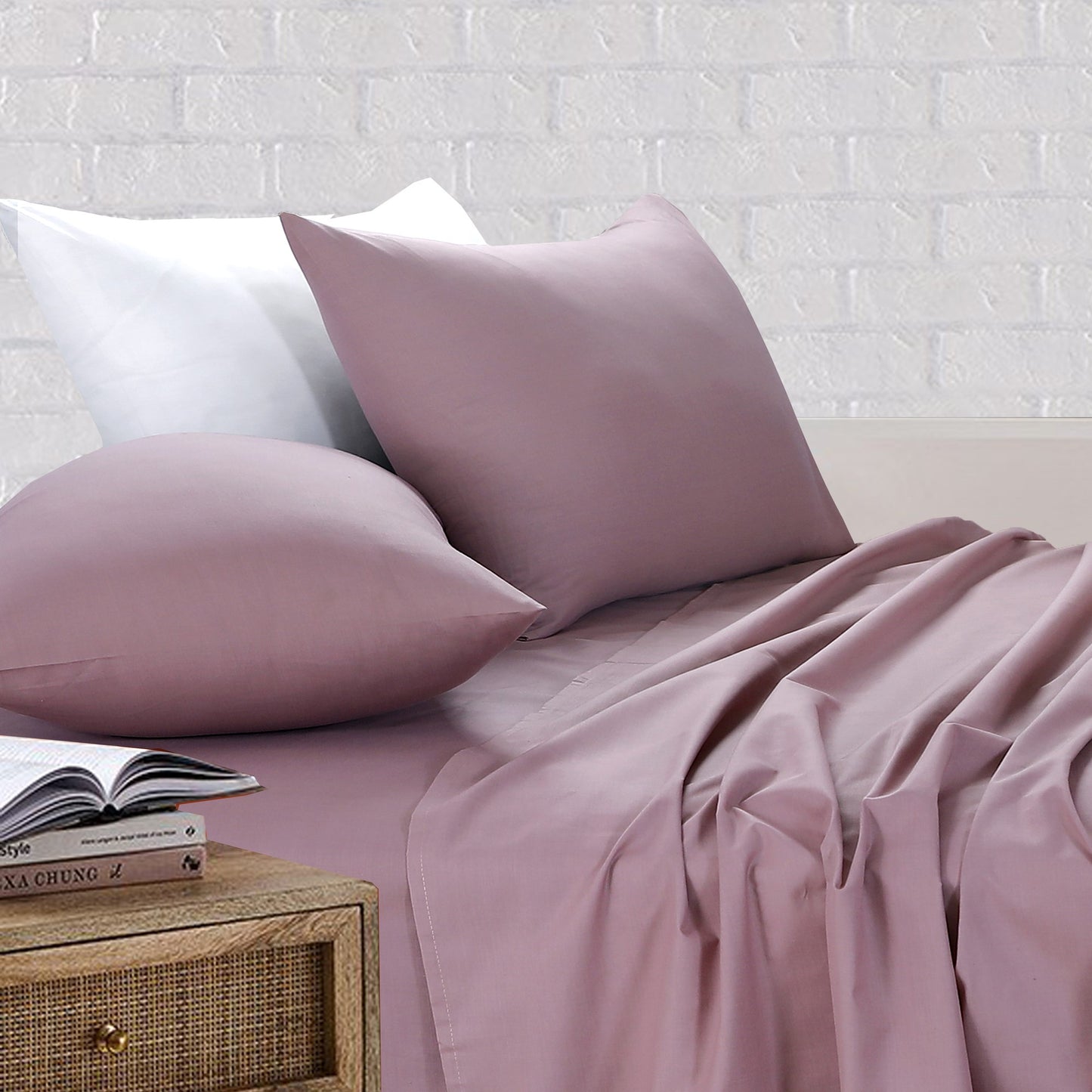 Sheet Set With Pillow Covers | Royale Cotton Bed Sheet Dusky Pink