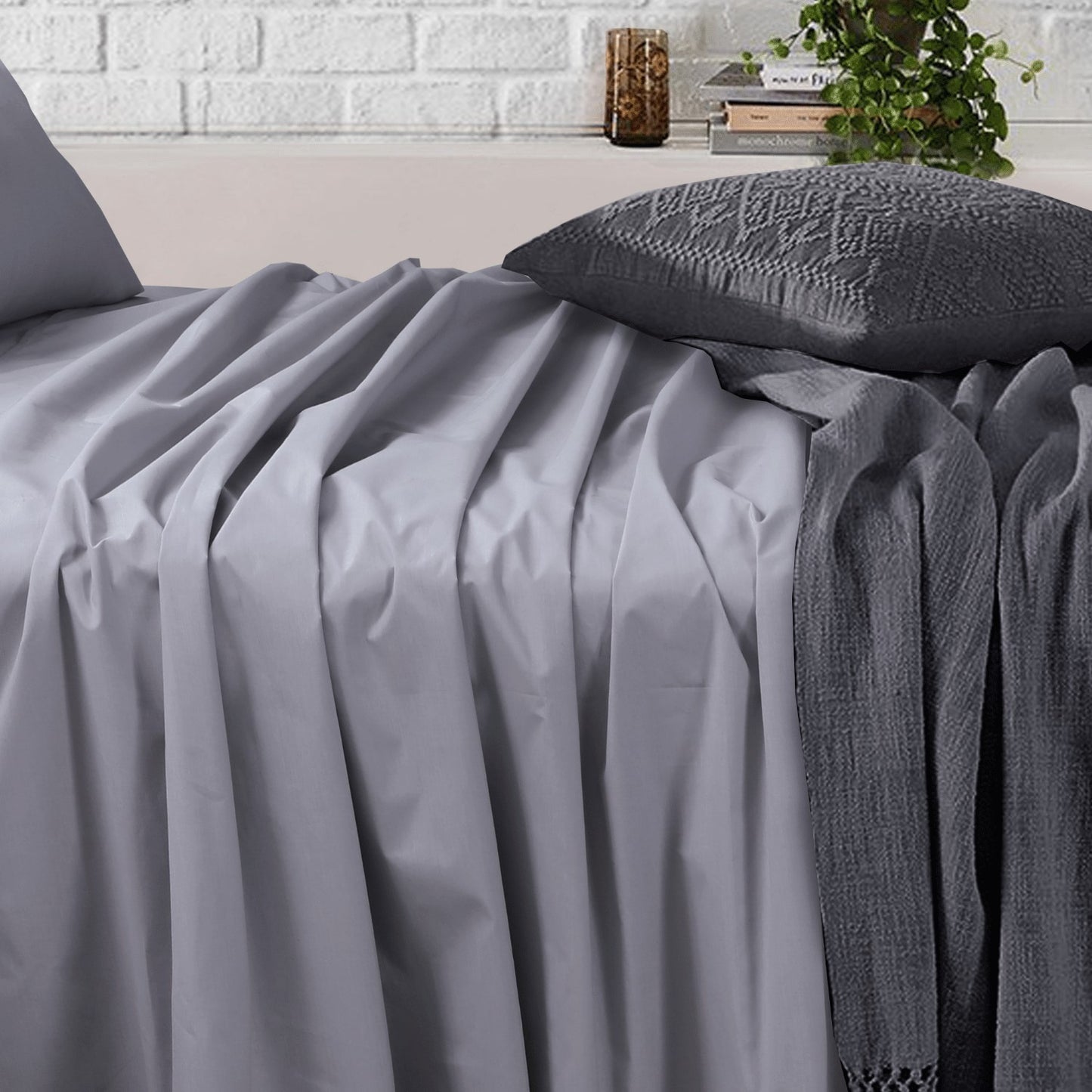 Sheet Set | Light Grey Bed Sheet with Pillow Covers