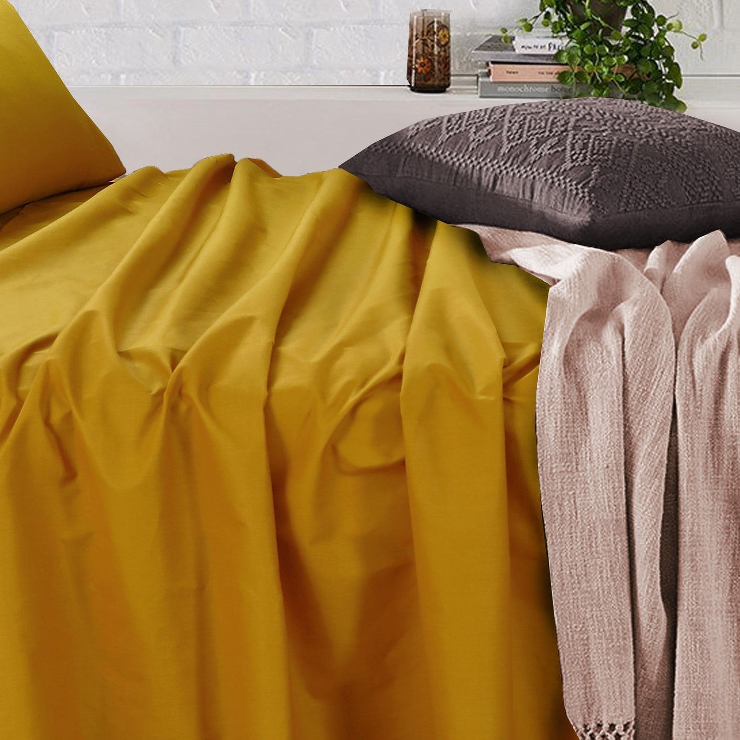 Bed Sheets with Pillow Covers | Royale Cotton Sheet Set Mustard