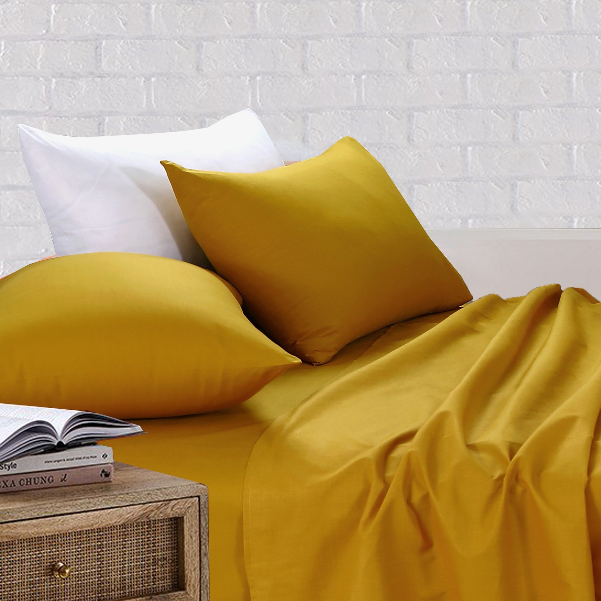 Bed Sheets with Pillow Covers | Royale Cotton Sheet Set Mustard