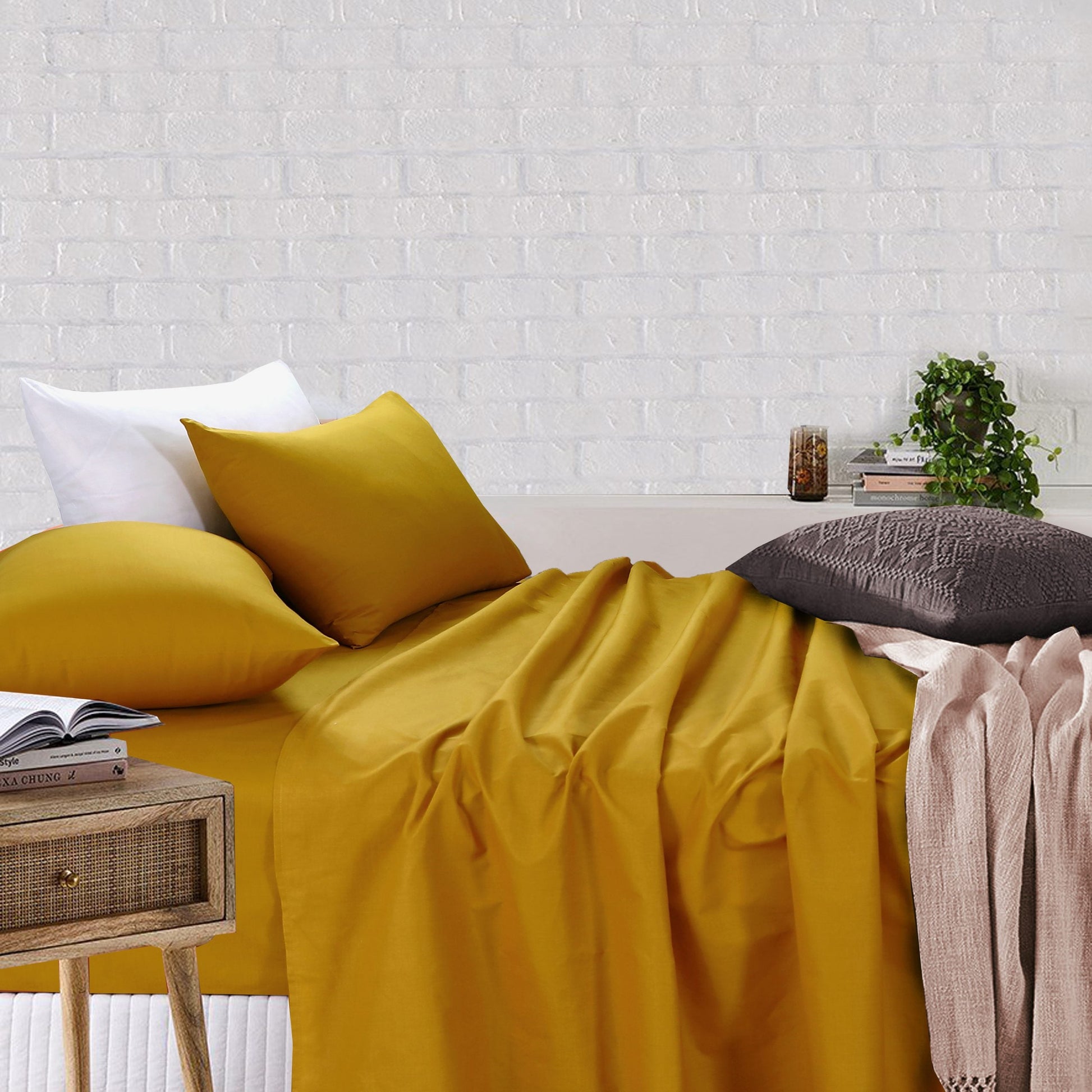 Sheet Set | Mustard Bed Sheet with Pillow Covers