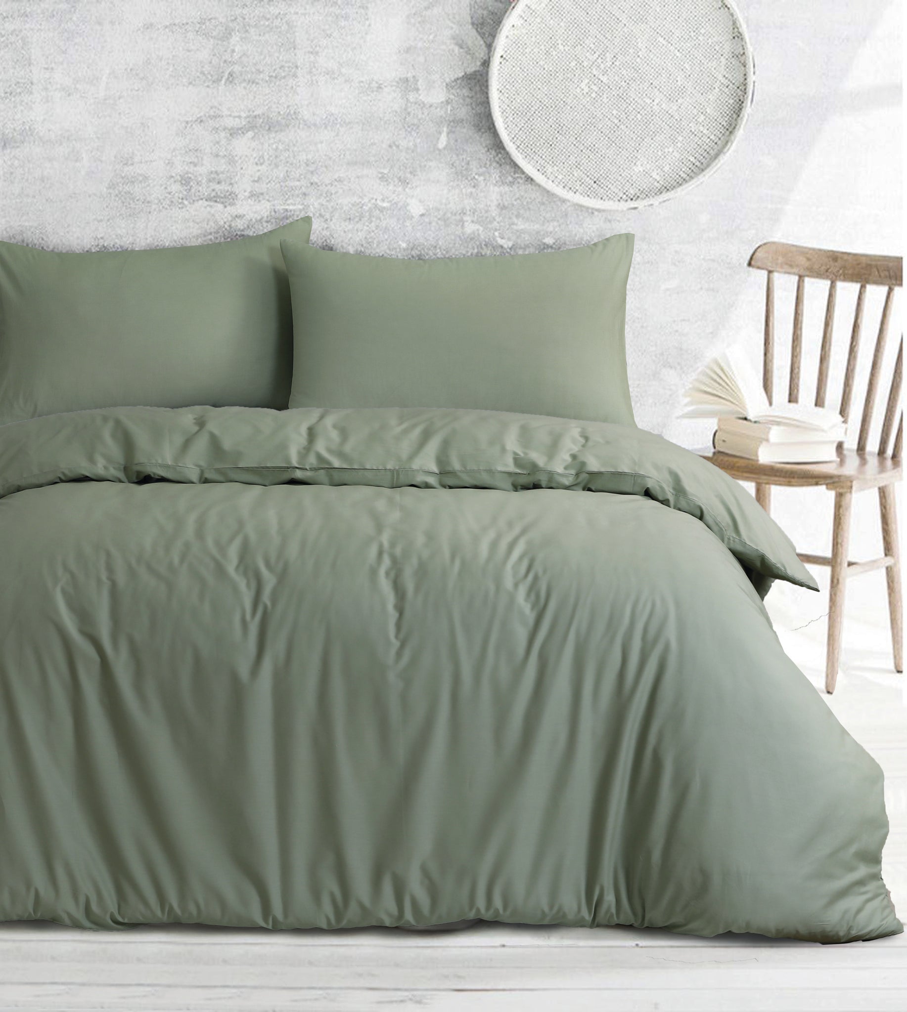 Duvet Cover with Extra Standard Pillow Covers | Royale Cotton Light Sage