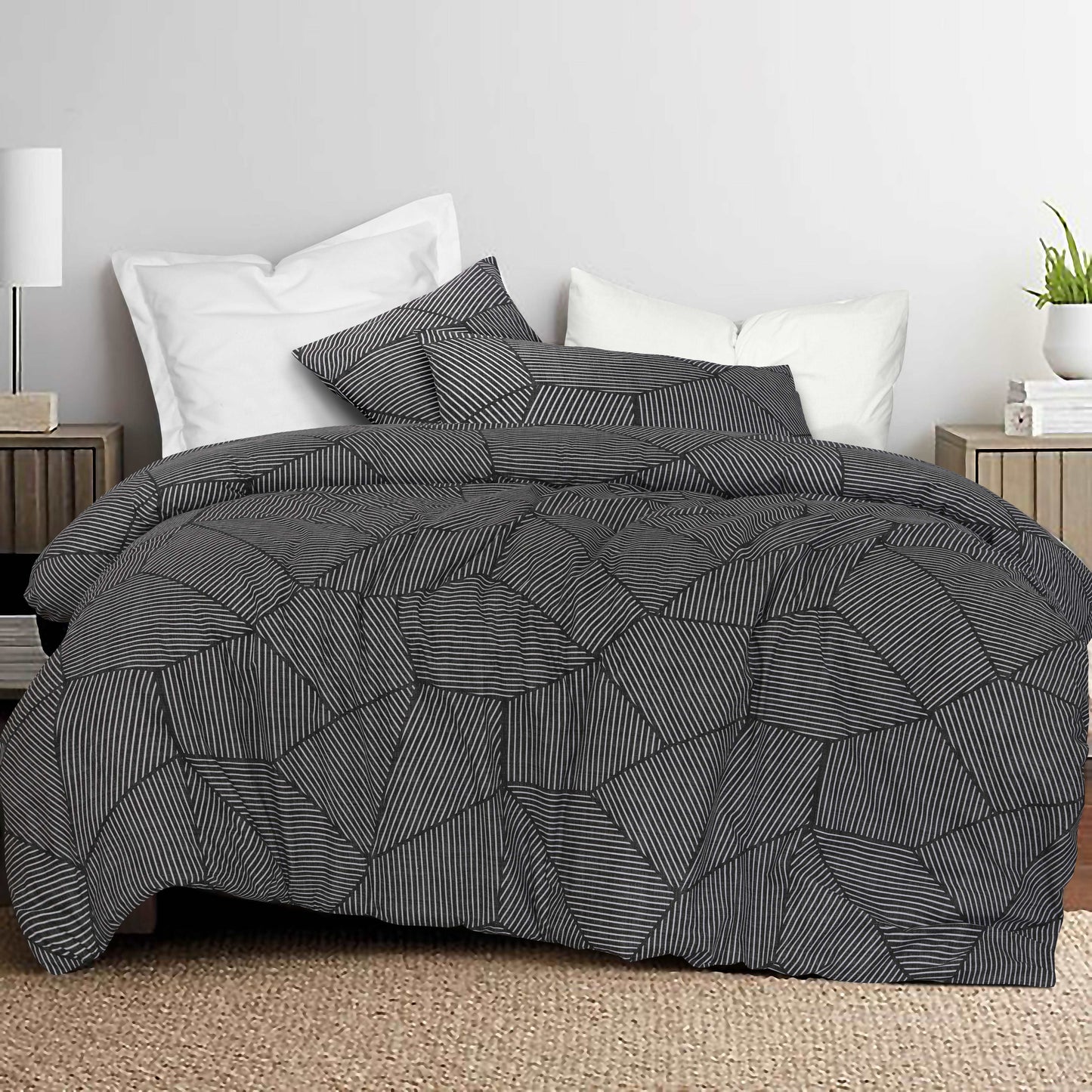 Ariana Carbon Pure Cotton Quilt Cover Set