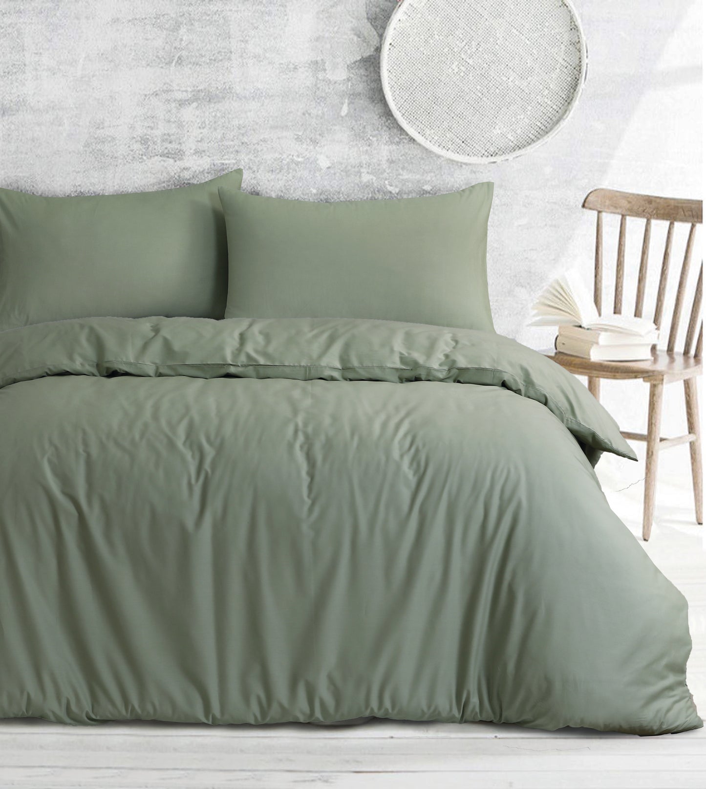 Quilt Cover Set with European Pillow Covers | Royale Cotton Light Sage