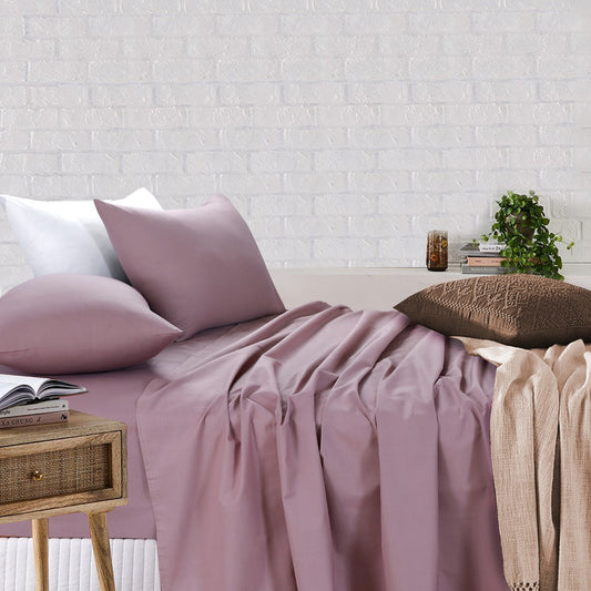 Sheet Set With Pillow Covers | Royale Cotton Bed Sheet Dusky Pink