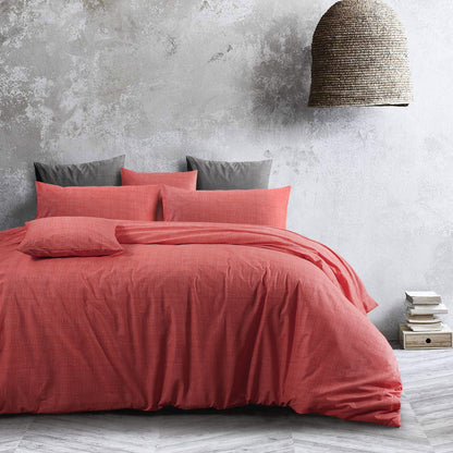 100 % Cotton Duvet Cover Textured Print | Living Coral