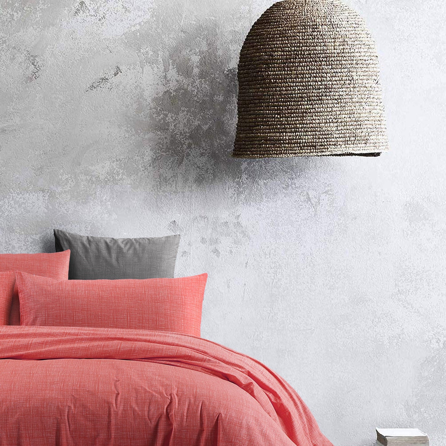 100 % Cotton Duvet Cover Textured Print | Living Coral